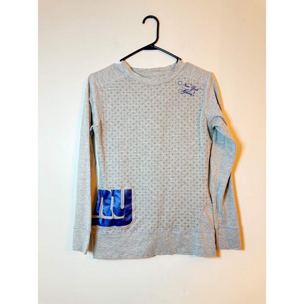 NFL Pro Line NY Giants Shirt Womens Small Gray Long Sleeve Embroidered Logo